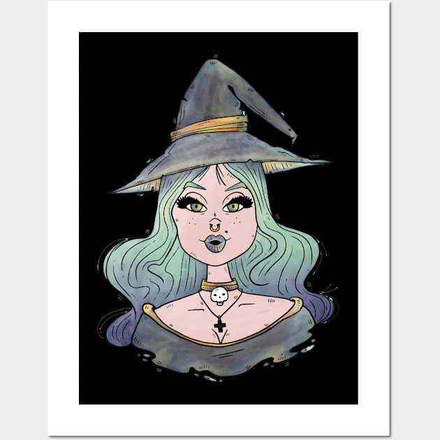 Cute witch girl Wall Art by UniqueDesignsCo